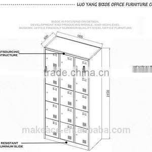New Design 15 Door Steel Locker With Piano Hinge thumbnail-6