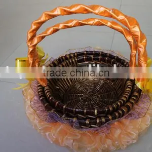 Oval Basket Lace Basket Willow Basket With Handle thumbnail-3
