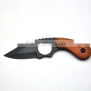 Survival Carving Knife With Wood Handle thumbnail-1