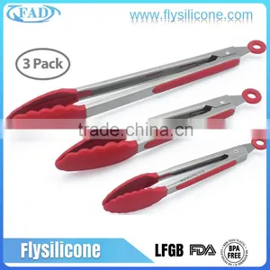 Home & Garden Utensils 7/9/12 Inch 304 Stainless Steel Grasp Silicone BBQ Tongs thumbnail-1