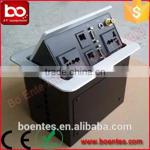 Wholesale Aluminum Desktop Hydraulic Pop Up Multiple Power Socket With Bottom Interface Panel for AV Accessories thumbnail-2