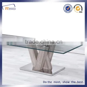 Rectangle Glass Top Wood Frame Centre Table thumbnail-4