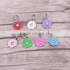 Flower Antique Silver Plated European DIY Jewelry Enamel Dangle Beads Fits Charms Bracelet Necklace for Women thumbnail-1