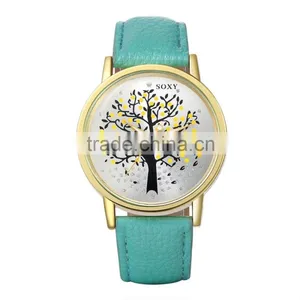 Hot Wristwatch Leather Strap Women Flower Watch thumbnail-1