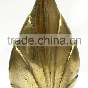 Elegant Design Decorative Brass Antique Leaf Flower Vase Garden Pot for Table, Home & Wedding, Aluminium Copper thumbnail-1
