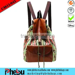 Fashion Khaki Floral Canvas School Backpack(CAS15-045) thumbnail-1