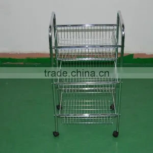 Vivinature Kitchen Metal Wire Basket Display Rack Trolley Chrome Plating thumbnail-2
