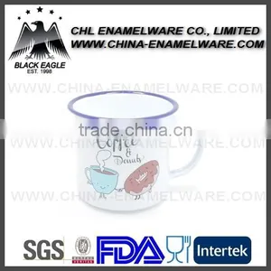 SGS Certified Customized Logo Printing Enamel Coffee Cup thumbnail-1