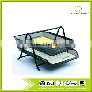 Store More Spray-paint Black Metal Mesh 2 Layer Stand Document Tray thumbnail-1