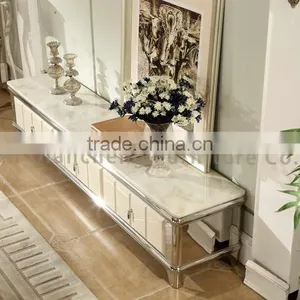 Good Price Stainless Steel Mobile Black Marble tv Stand thumbnail-3