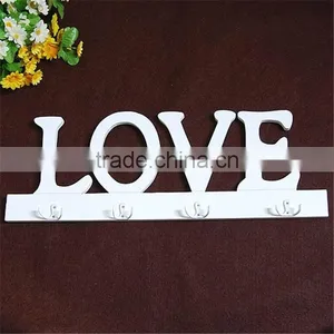 White LOVE Letters Modern Clothes Hangers Coa Track Coat Hook Hanging Wall Hanging Wooden Letter Wall Hook thumbnail-2