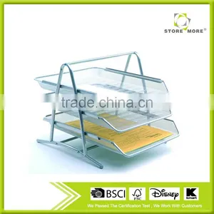 3 Tier Metal Mesh Desk Stackable Paper Trays thumbnail-1