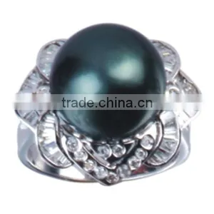 Rose Diamond Tahitian Pearl Ring for Lady thumbnail-1