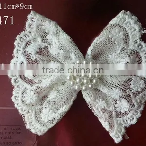 CF0386 2013 New Arrival Pretty White Lace Beautiful Hair Bows thumbnail-1