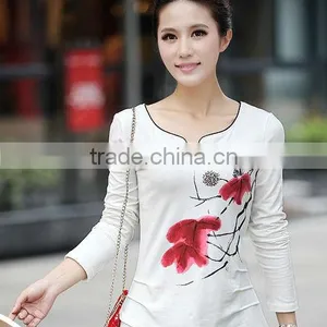 Ladies T-shirt Print Design,women Fashion Long t Shirt thumbnail-1