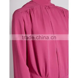 2017 Latest Women Spring Ruched Shoulder Vetements Silk Crepe Midi Dress HSD9918 thumbnail-6