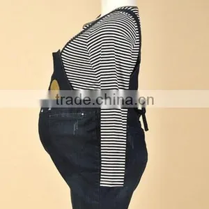 Maternity Spring New Pregnant Women Overalls / Korean Fashion Pregnant Women Jeans Overalls / Spring and Autumn Prop Belly Pants thumbnail-3