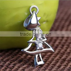 Christmas Gift 100% 925 Sterling Silver Charms Christmas Tree Pendant thumbnail-2