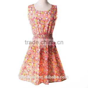 Hot Sell New Korean Style Women Clothing Bohemian Floral Sleeveless Vest Printed Beach Chiffon Dress Bohemian Style Clothing thumbnail-4