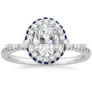 Extremely Beautiful Sapphire Ocean Spiritual Big Oval cz Diamond Rings Jewelry for Women thumbnail-1
