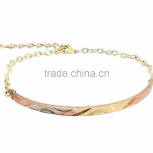 Imitation Three Tone Plated Bangle Bracelet With Extension Link Chain thumbnail-1