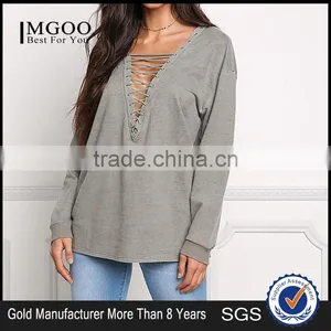 MGOO 2017 Manufacturer Custom Made Your Own Tags Clothes Grey Terry Cotton Polyester Olive Brushed Terry Tunic Tops thumbnail-1