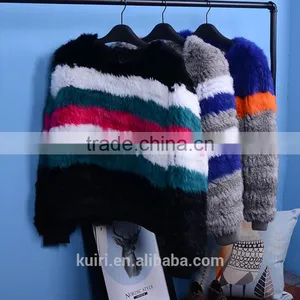 Multifunctional Women Genuine Knitted Coat Rabbit Fur Jackets Natural Winter Fashionable thumbnail-3