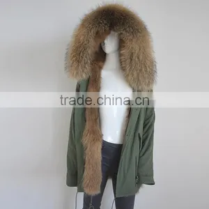 Myfur China Wholesale Fur Parka Mujer With Real Fox Fur Lining Raccoon Fur Collar Hooded thumbnail-2
