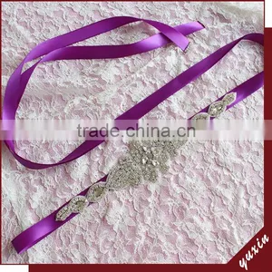 YXBB58-2 Wedding Belt White Bridal Belts Wedding Belt With Diamond Sashes thumbnail-1