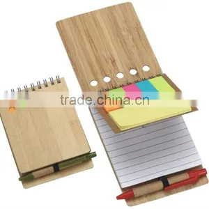 Promotion Bamboo Wood Cover Metal Spiral Notebook Made in China thumbnail-1
