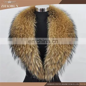 Colorful Good Sale Raccoon Fur Collar /Fur Collar And Scarf For Coat With Customized Size thumbnail-2