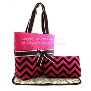Chevron Printed Diaper Bag Set With Waterproof Fabric thumbnail-1