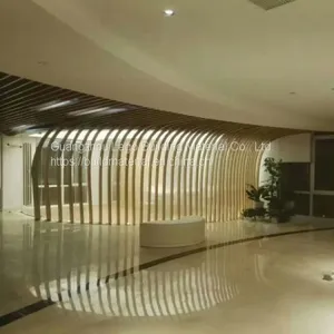 Original Ecological Wood Grain Curved Aluminum Square Pass Exhibition Center Supplier thumbnail-1