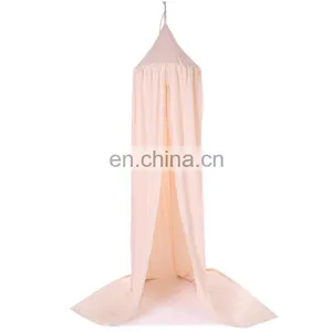 Cotton Round Dome Bed Canopy Draper Bedcover Kids Play Tent for Reading Mosquito Net Curtain thumbnail-4