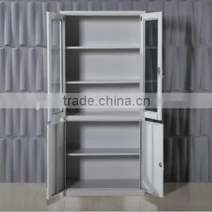 RAL 7035 Glass Door Metal Display Bookcase Office Filing Cabinet Metal File Cabinet for Office Use thumbnail-3