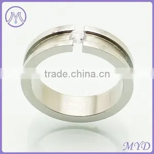 Fashion Jewelry Mens CZ Zircon Crystal Stainless Steel Jewelry Finger Ring thumbnail-1