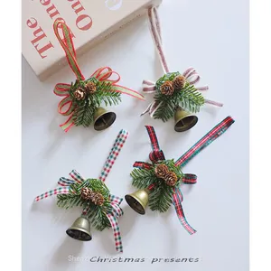 Wholesale Natale Decorations: Bells With Bows, Pinecones & Rattan Rings for Trees thumbnail-1