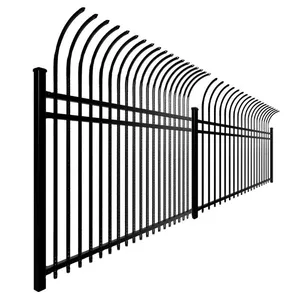 Wholesale Powder Coated Pale Round Top Single Pointed Triple Pointed Security Fencing Steel Palisade Fence thumbnail-1
