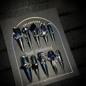 Wholesale Price Customized False Nail Dark Gothic Light Luxury for Special Occasions thumbnail-3