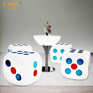 High Leg Modern LED Luminous Bar Set Creative Water Resistant Coffee Table and Stool Outdoor Leisure Furniture for Hotel thumbnail-1