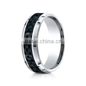 Black Tungsten Wedding Band Brushed 8mm,Mens Tungsten Ring,Custom Engraved Bands Rings for Men thumbnail-1