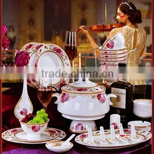 56 Pcs New House Ceramic and Porcelain Dinner Plate Set for Family thumbnail-2
