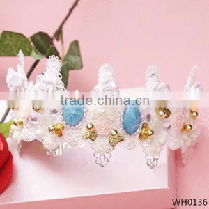 Wholesale Pageant Crowns And Wedding Tiaras Crown Hademade Lace thumbnail-1