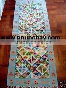 Woven Wool Tapestry / Woven Wool Rug / Woven Wool Runner / Woven Wool Wall Decor 5x2 Feet Peru thumbnail-1