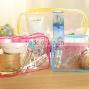 Transparent Clear PU or PVC Leather Tote Cosmetic Bag With Ziplock for Women thumbnail-5