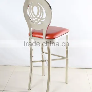 Round High Back Stainless Steel Bar Chair thumbnail-2