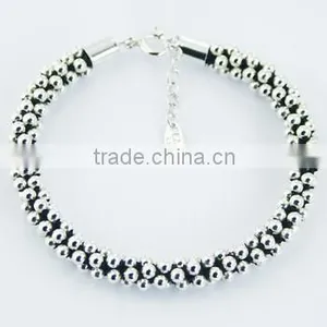 Handcrafted Macrame Bracelet Covered With Silver Beads thumbnail-1