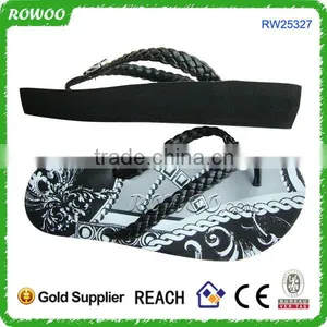 Women's Black EVA Braid T-Strap Sandals thumbnail-2