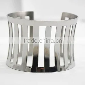Punk Stainless Steel Cuff Metal Bangle Hollow Out Bracelet thumbnail-2