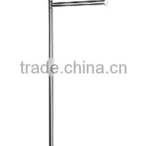 Free Standing Triple Towel Rack With Corner Triangle Base in Chrome 31" H & 13.5" Rail Length thumbnail-1
